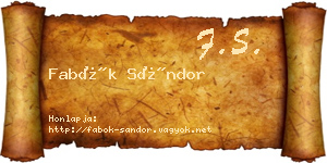 Fabók Sándor névjegykártya